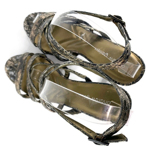 Andrew Geller Snake-Print Ankle Strap Buckle Heels - Picture 8 of 11